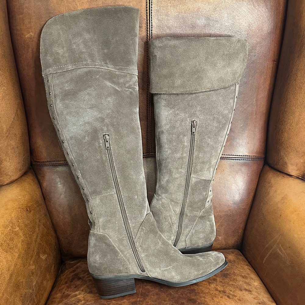Vince Camuto Taupe Heeled Boots - Picture 9 of 11